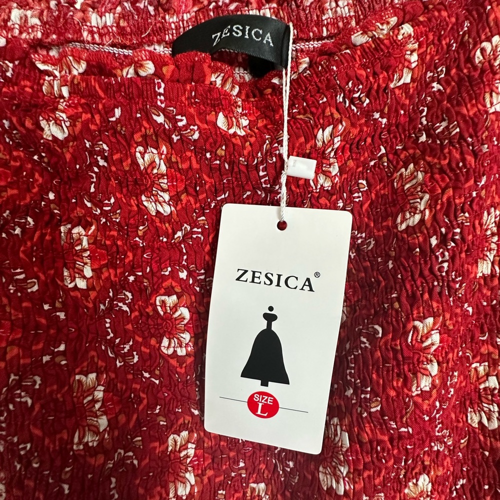 ZESICA Women's 2023 Summer Boho Floral Print Square Neck Ruffle Maxi Dress Sz(L) - Picture 7 of 10